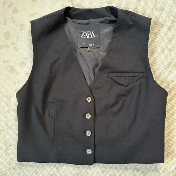 Zara Crop Vest Top Black - Size M - Picture 4 of 7